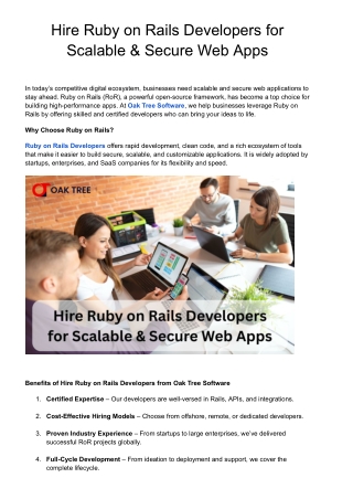 hire ruby on rails developers for scalable secure