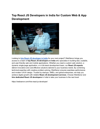 top react js developers in india for custom