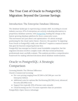 the true cost of oracle to postgresql migration