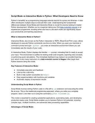 script mode vs interactive mode in python what