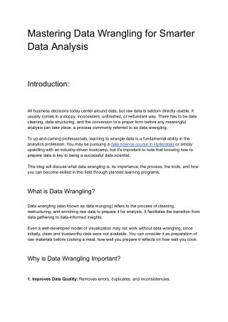 Mastering Data Wrangling for Smarter Data Analysis