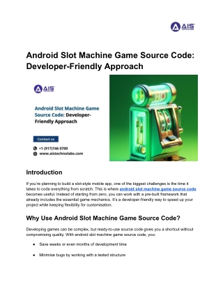 Android Slot Machine Game Source Code_ Developer-Friendly Approach