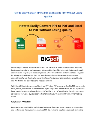 How to Easily Convert PPT to PDF and Excel to PDF Without Losing Quality