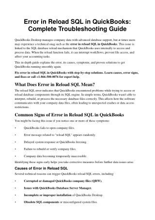 QuickBooks Reload SQL Error: Troubleshooting Made Easy
