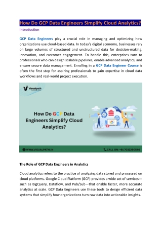 GCP Data Engineer Online Training - Chennai - visualpath
