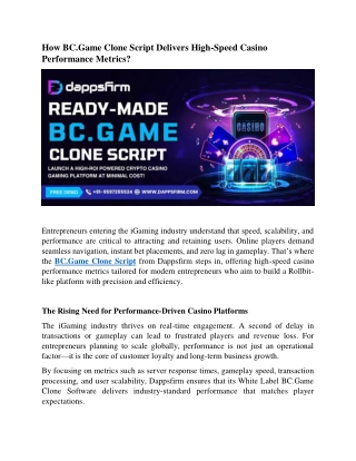how bc game clone script delivers high speed