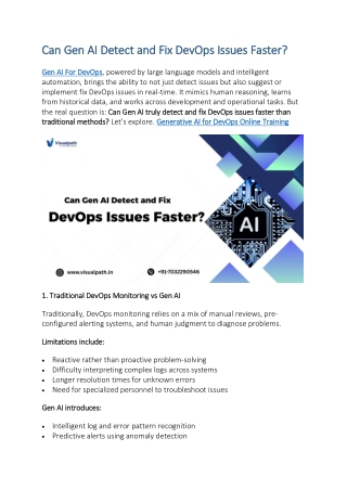 Generative AI For DevOps Online Training | AI For DevOps