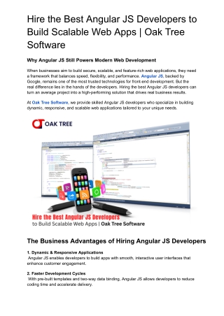 Hire the Best Angular JS Developers to Build Scalable Web Apps - Oak Tree Software