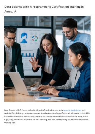 Data Science with R Programming Certification Training Course in Ames, IA