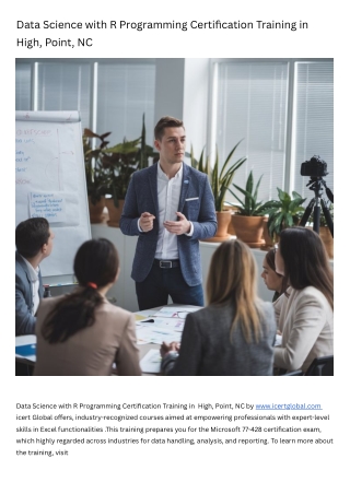 Data Science with R Programming Certification Training Course in High, Point, NC