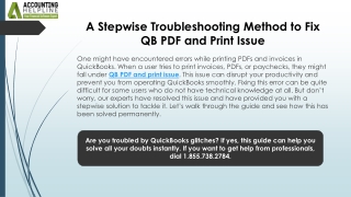 Effective Ways to Fix QuickBooks PDF and Print Issue