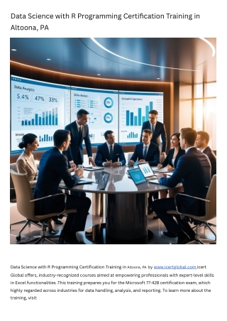 Data Science with R Programming Certification Training Course in Altoona, PA