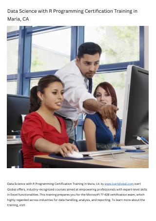 Data Science with R Programming Certification Training Course in Maria-CA