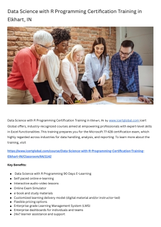 Data Science with R Programming Certification Training Course in Elkhart-IN