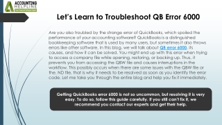 How to Resolve QuickBooks Error 6000 Quickly
