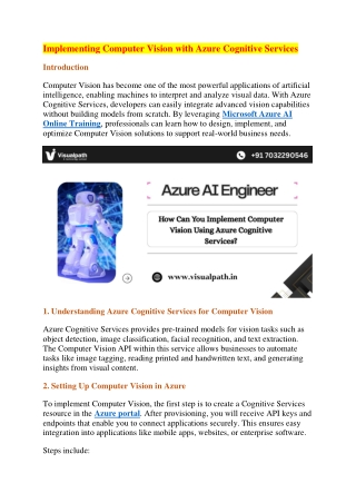 implementing computer vision with azure cognitive