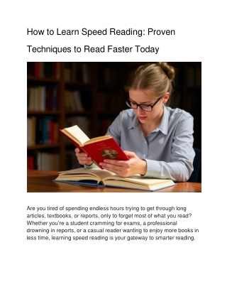 how to learn speed reading proven techniques to read faster today