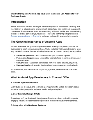 why partnering with android app developers