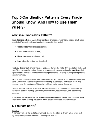 Top 5 Candlestick Patterns Every Trader Should Know (And How to Use Them Wisely)