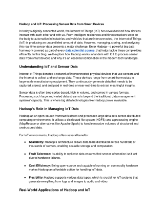 hadoop and iot processing sensor data from smart