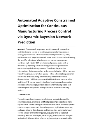 Automated Adaptive Constrained Optimization for Continuous Manufacturing Process Control via Dynamic Bayesian Network Pr