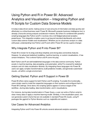 using python and r in power bi advanced analytics