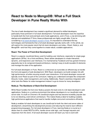 react to node to mongodb what a full stack