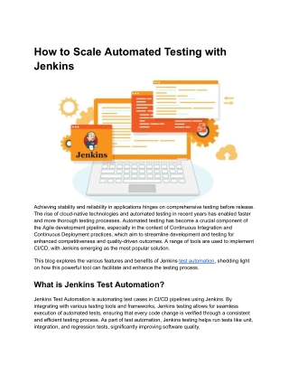 How to Scale Automated Testing with Jenkins