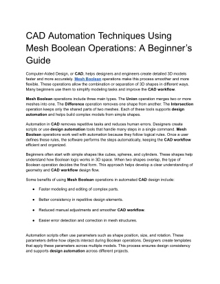 CAD Automation Techniques Using Mesh Boolean Operations_ A Beginner’s Guide