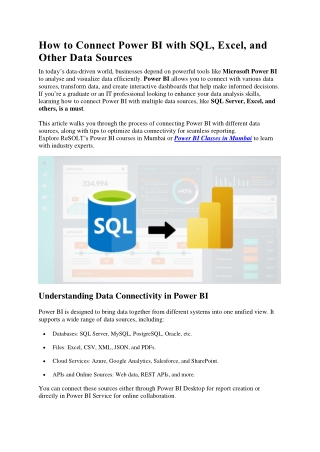 how to connect power bi with sql excel and other