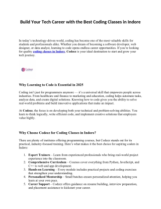 Coding Classes in Indore - Codeez