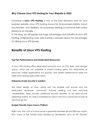 why choose linux vps hosting for your website