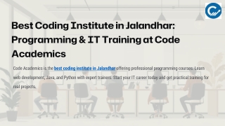 Best Coding Institute in Jalandhar | Learn Programming Skills