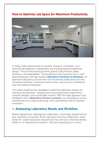 How to Optimize Lab Space for Maximum Productivity