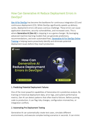 how can generative ai reduce deployment errors