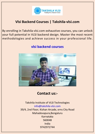 Vlsi Backend Courses Takshila-vlsi.com