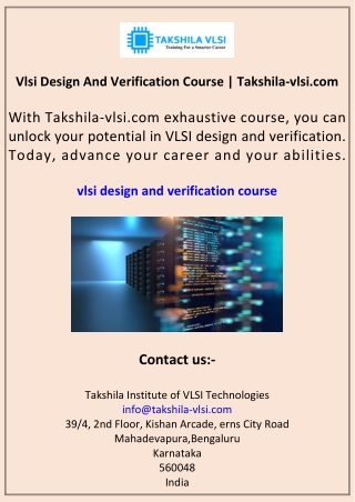 vlsi design and verification course takshila vlsi