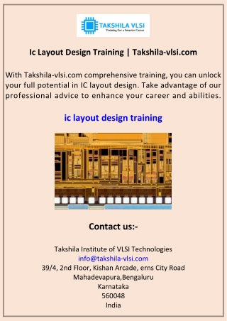 Ic Layout Design Training Takshila-vlsi.com