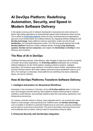 AI DevOps Platform_ Redefining Automation, Security, and Speed in Modern Software Delivery