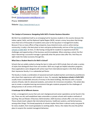 The Catalyst of Commerce Navigating Delhi NCR's Premier Business Education