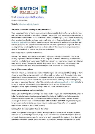 The Hub of Leadership Pursuing an MBA in Delhi NCR