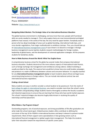 Navigating Global Markets The Strategic Value of an International Business Education