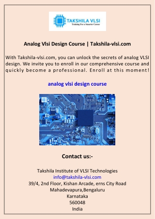 analog vlsi design course takshila vlsi com