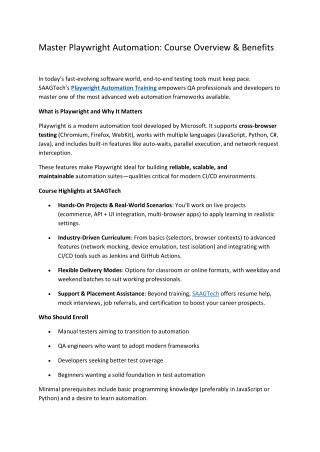 master playwright automation course overview