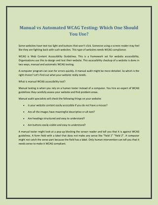 Manual vs Automated WCAG Testing: Which One Should You Use?