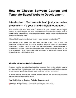 How to Choose Between Custom and Template-Based Website Development