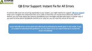 Reliable QuickBooks Error Support for Desktop & Online