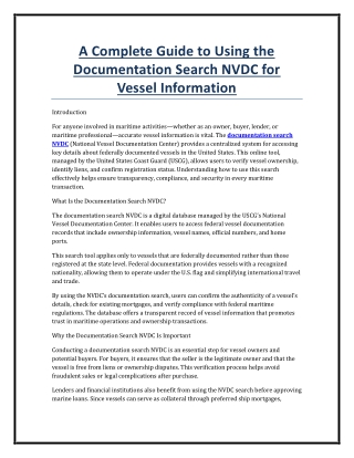 A Complete Guide to Using the Documentation Search NVDC for Vessel Information