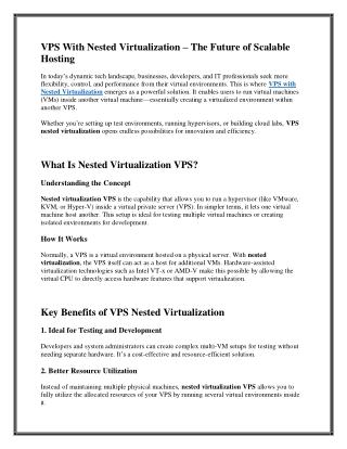 VPS With Nested Virtualization – The Future of Scalable Hosting