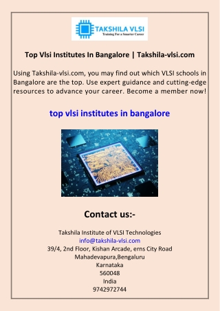 top vlsi institutes in bangalore takshila vlsi com